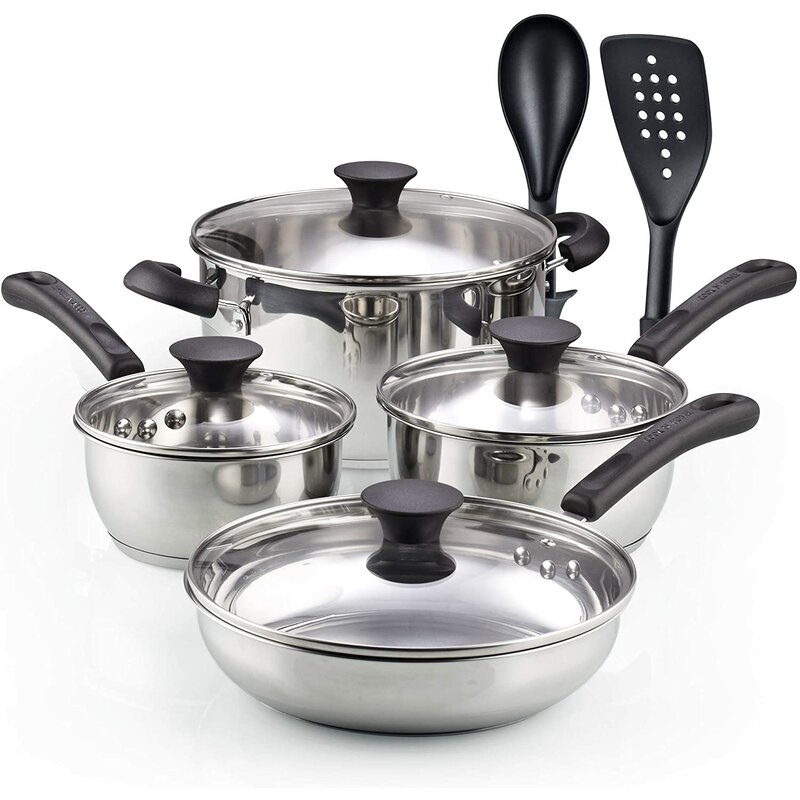Cook N Home 10 Piece Stainless Steel Cookware Set | Wayfair Cook N Home 10 Piece Stainless Steel Cookware Set